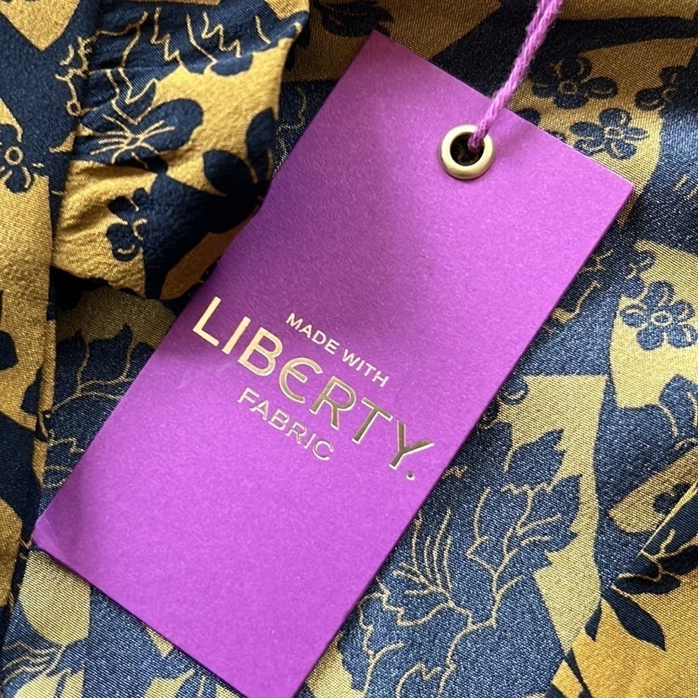 NWT Zanetti 1965 Italy Liberty of London Ruffle Tiered Boho Dress Size S Navy - Picture 3 of 15